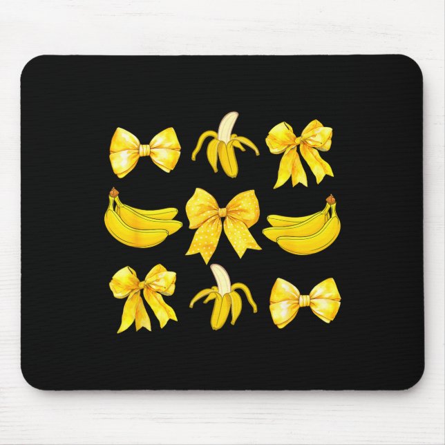 Tapis De Souris Banana Coquette Bow Yellow Bananas Festival Girls  (Devant)