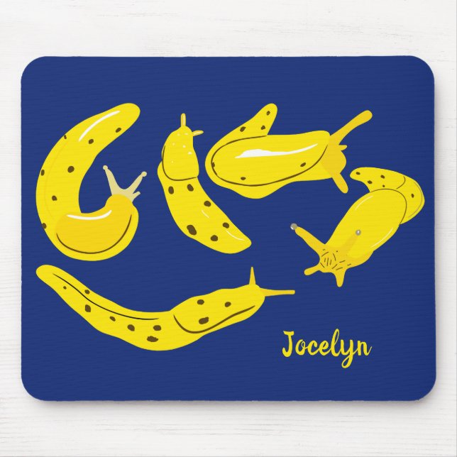 Tapis De Souris Banana Slugs Jaune et Bleu Personnalisé (Devant)
