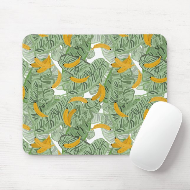 Tapis De Souris Banane tropicale moderne Motif vert (Avec souris)
