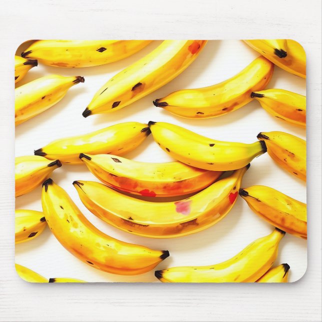Tapis De Souris Bananes d'aquarelle en teintes douces avec blanc (Devant)