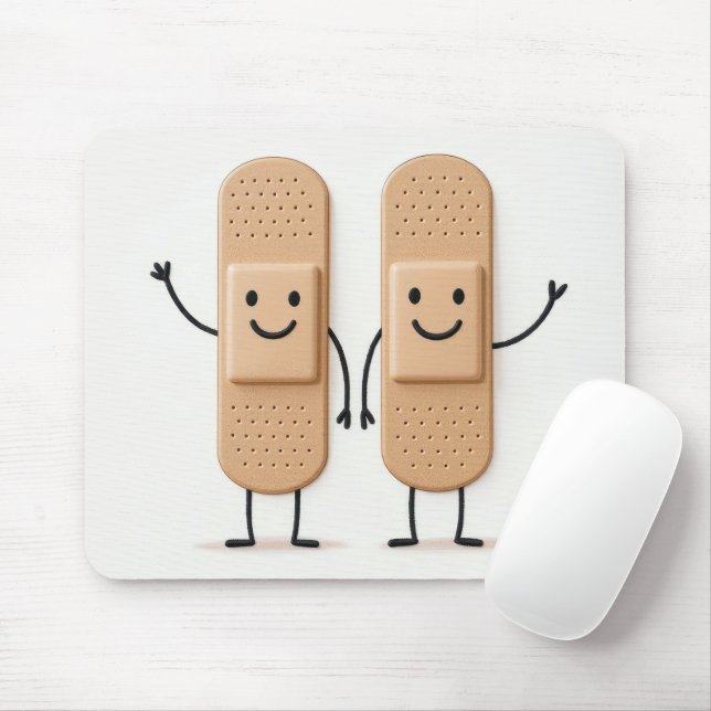 Tapis De Souris Bandage Stick Figure Couple Waving (Avec souris)