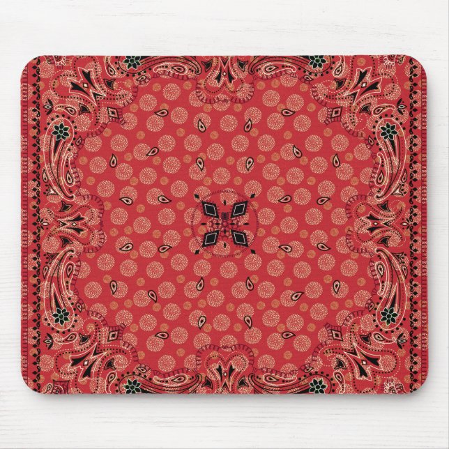 Tapis De Souris Bandana rouge Paisley Ouest (Devant)