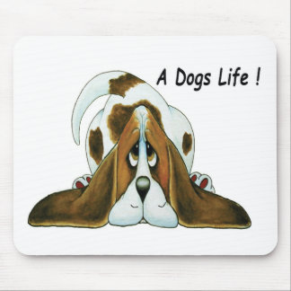 Tapis De Souris Bande dessinée Basset Hound, la vie d'un chien