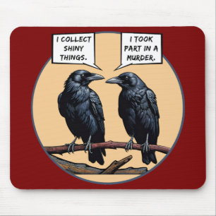 Tapis De Souris Bande dessinée drôle sur le meurtre de corbeaux