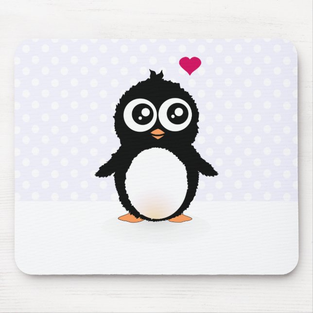 Tapis De Souris Bande dessinée mignonne de pingouin (Devant)