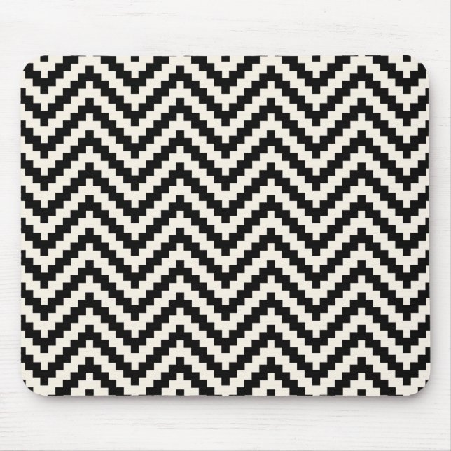 Tapis De Souris Bande verticale Zigzag Chevron en noir (Devant)