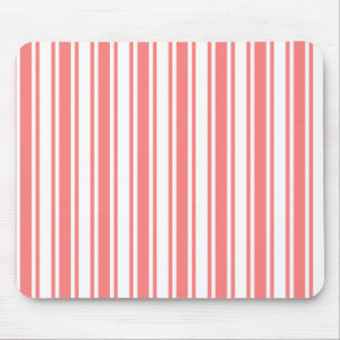 Tapis De Souris Bandes de bonbons corail et blanc