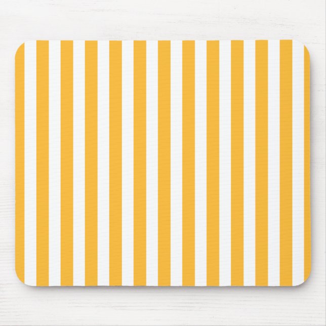 Tapis De Souris Bandes de bonbons jaune et blanc ensoleillé (Devant)