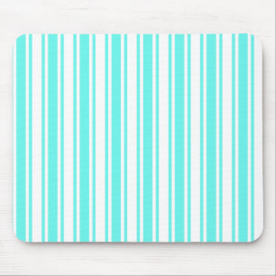 Tapis De Souris Bandes de bonbons turquoise et blanche
