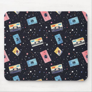 Tapis De Souris Bandes de cassettes rétro dans l'espace cosmique