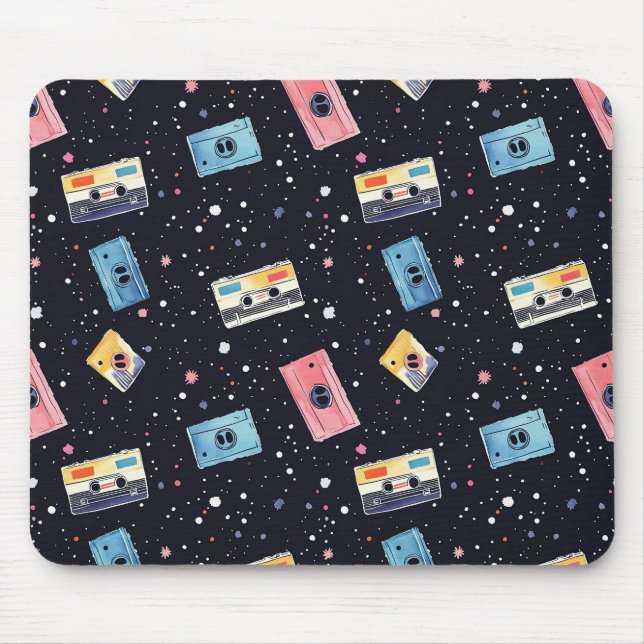 Tapis De Souris Bandes de cassettes rétro dans l'espace cosmique (Devant)