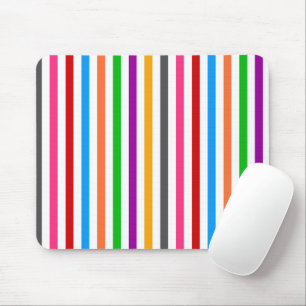 Tapis De Souris Bandes de lignes arc-en-ciel colorées - Blanc