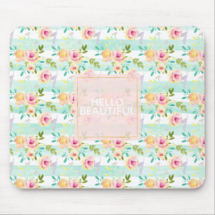 Tapis De Souris Bandes de menthe Floral Chic