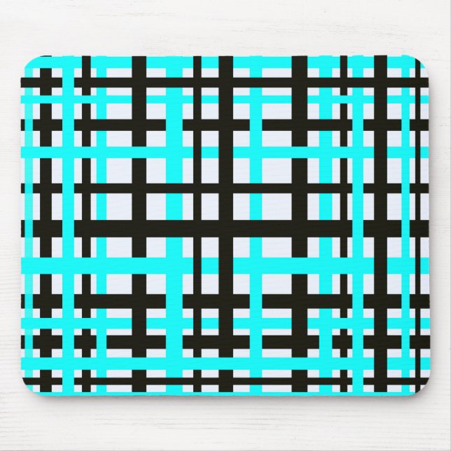 Tapis De Souris Bandes d'entrelacement noir blanc Turquoise (Devant)
