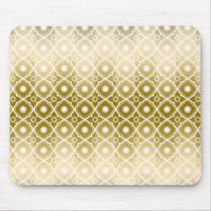 Tapis De Souris Bandes d'or et Quatrefoil blanc Géométrique