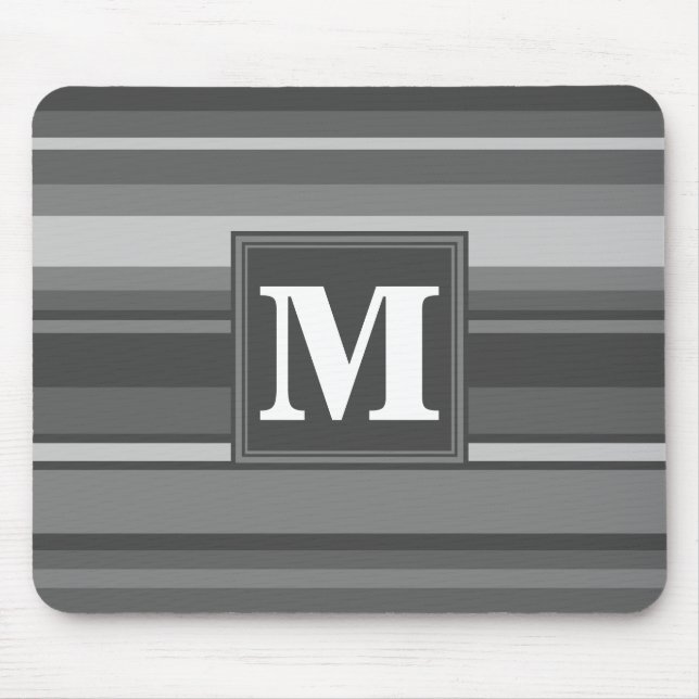 Tapis De Souris Bandes gris monogramme (Devant)