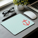Tapis De Souris Bandes marines et coralliennes et Ancre mignonne<br><div class="desc">Preppy Horizontal Nautical Stripes et mignonne Ancre. Cela ferait un cadeau vraiment mignon pour une fille de la sororité!</div>