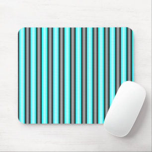 Tapis De Souris Bandes métalliques 3D néon bleu et noir modernes
