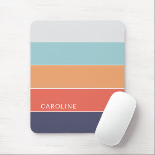 Tapis De Souris Bandes orange rouge foncé bleu vert personnalisées