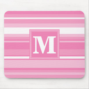 Tapis De Souris Bandes rose monogramme