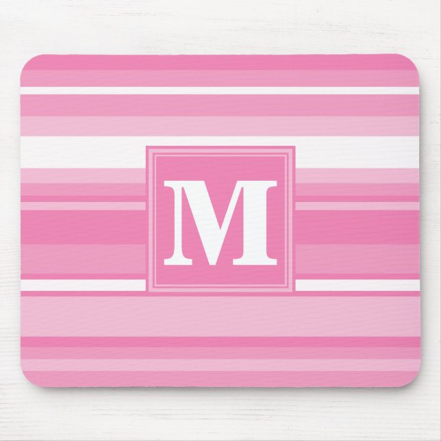 Tapis De Souris Bandes rose monogramme (Devant)
