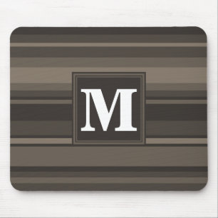 Tapis De Souris Bandes taupe monogramme