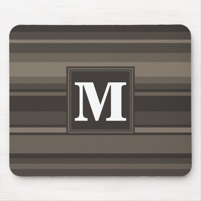 Tapis De Souris Bandes taupe monogramme (Devant)