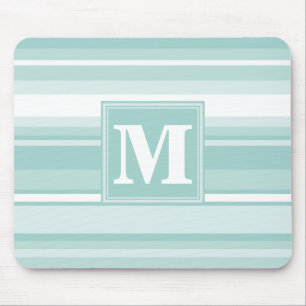 Tapis De Souris Bandes vertes de menthe monogramme