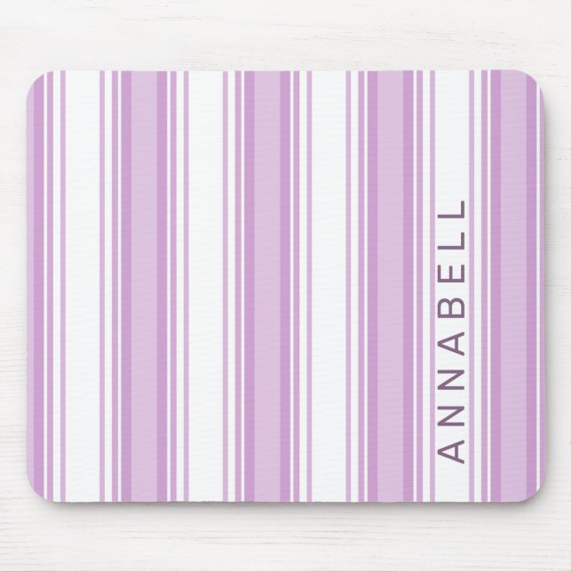 Tapis De Souris Bandes verticales violettes et blanches nom person (Devant)