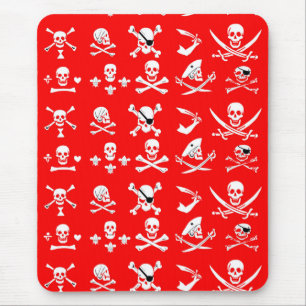 TAPIS DE SOURIS BANNIÈRES DE PIRATE ROUGE SKULL, OBJETS TRAVERSÉS,