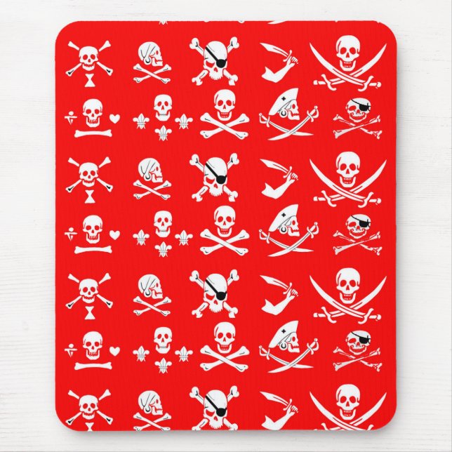 TAPIS DE SOURIS BANNIÈRES DE PIRATE ROUGE SKULL, OBJETS TRAVERSÉS, (Devant)