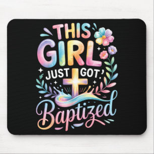 Tapis De Souris Baptême Cette Fille Vient d'être Baptisée Croix Ch
