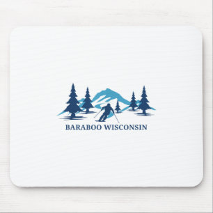 Tapis De Souris Baraboo Wisconsin Station de ski Ski Skier T-shirt