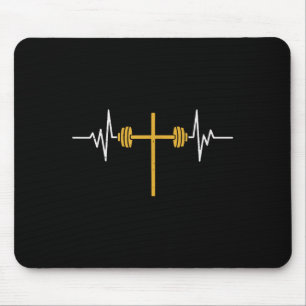 Tapis De Souris Barbell Cross Dumbbell Jesus Funny Christian Worko