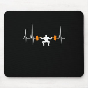 Tapis De Souris Barbell Weightlifting Heartbeat Bodybuilding