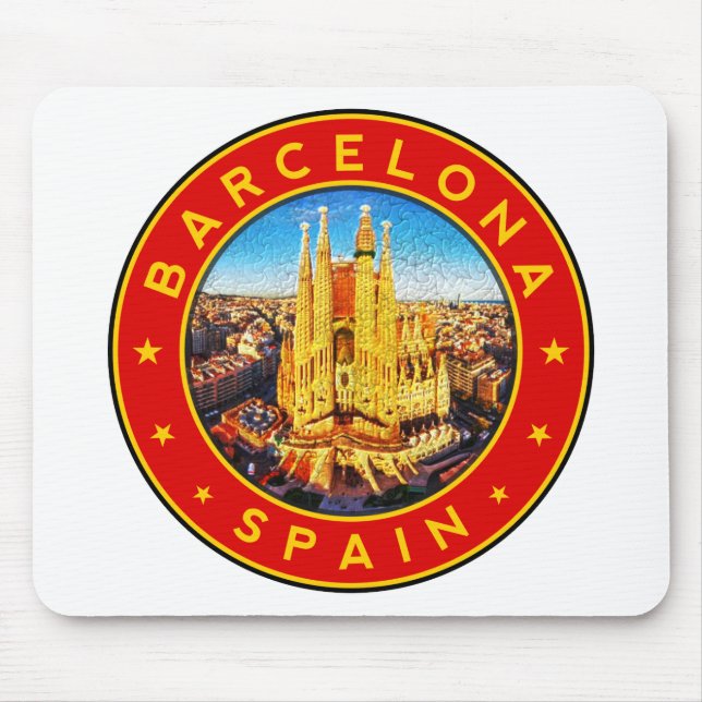 Tapis De Souris Barcelona, Spain, circle, red (Devant)