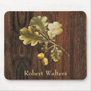 Tapis De Souris Barn Wood, Oak Feuilles, Add Name, Acorn
