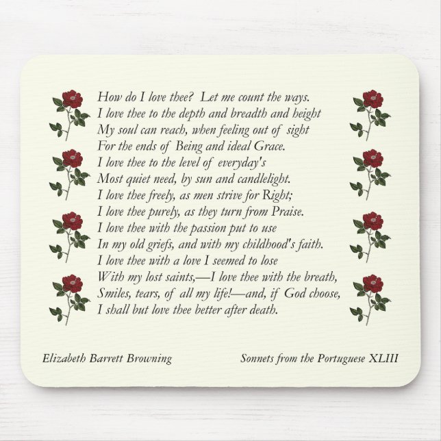 Tapis De Souris Barrett Browning - Sonnets du Portugais 43 (Devant)