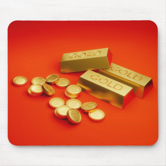 Tapis De Souris Bars d'or et pièces d'or (Devant)