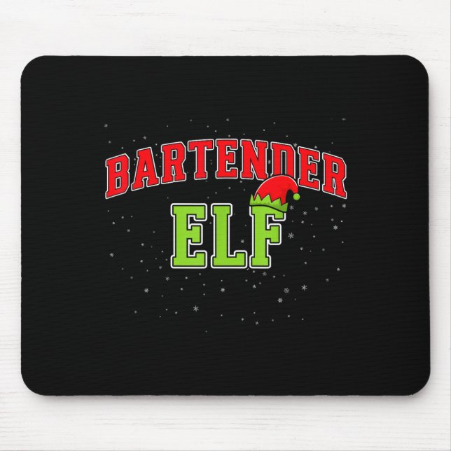 Tapis De Souris Bartender Elf Christmas Family Matching Group Xmas (Devant)