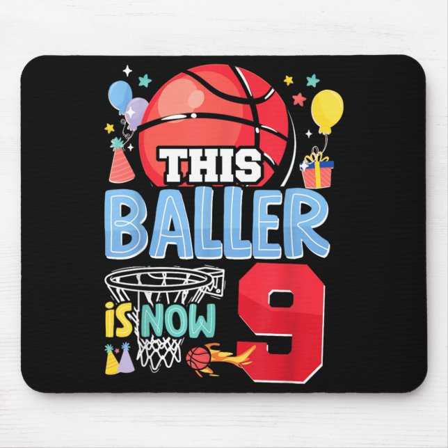 Tapis De Souris Basball Bball 9e anniversaire Ce basketteur a main (Devant)