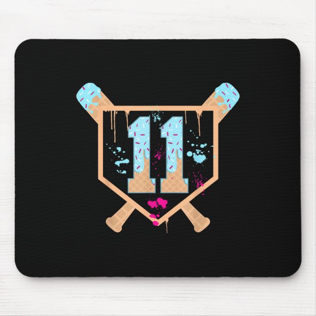 Tapis De Souris Baseball 11 ans Glace Cream Drip 11e anniversaire (Devant)