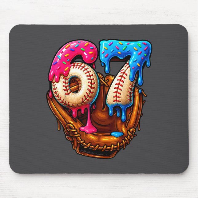 Tapis De Souris Baseball 67 Six Seven Funny 6 7 Meme Gen Alpha Mem (Devant)