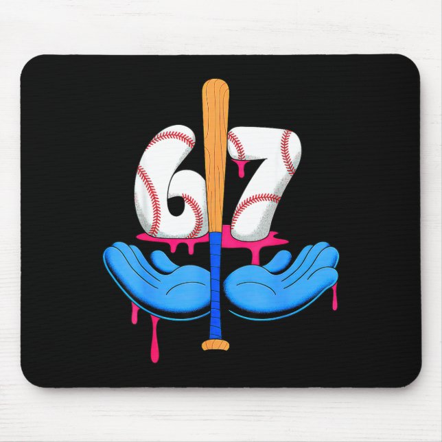 Tapis De Souris Baseball 67 Six Seven Gen Alpha Meme Drip  (Devant)