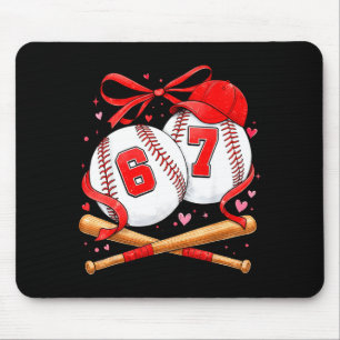 Tapis De Souris Baseball 67 Six Seven Mème Coquette Arc Valentine'