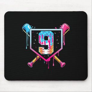 Tapis De Souris Baseball 9 ans Crème glacée goutte 9e anniversaire