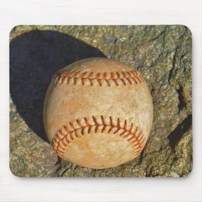 Tapis De Souris Baseball Blanc Vintage couture rouge (Devant)