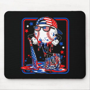 Tapis De Souris Baseball cool drip 4 juillet patriotique américain