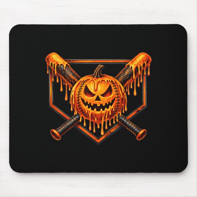 Tapis De Souris Baseball dégoulinant citrouille fantôme effrayant  (Devant)