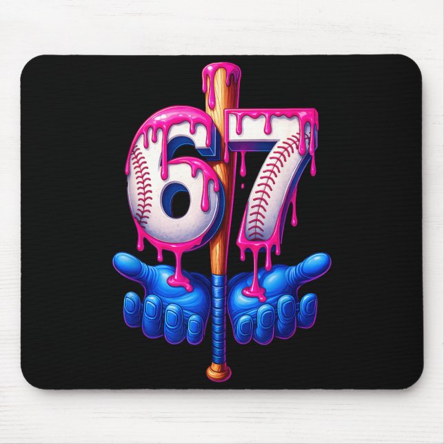 Tapis De Souris Baseball Drip 6 7 Numéro 67 Six Sept Mème Hommes (Devant)